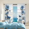 2 Pcs   Versatile Polyester Transparent Curtains for Home Decoration Blue Rustic Butterfly and Daisy for Use In Bedrooms and