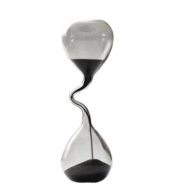 Curve Design Schwarze Sanduhr Moderner Stil Wohndekor Accessoires Glashandwerk Einfaches Interieur Tischornament Ästhetische Sanduhr
