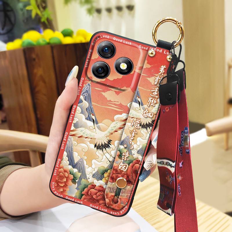 Silicone Fashion Phone Case For Ulefone Note18 Ultra Dirt-resistant Durable Lanyard Protective Back Cover Ring Kickstand