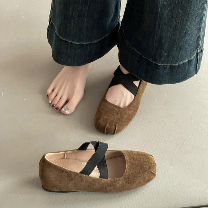 Ballerina's met luipaardprint en strik, interne hoogteverhoging, zomer 2025, retro Mori temperament, damesschoenen van suède met ronde neus en lage instap