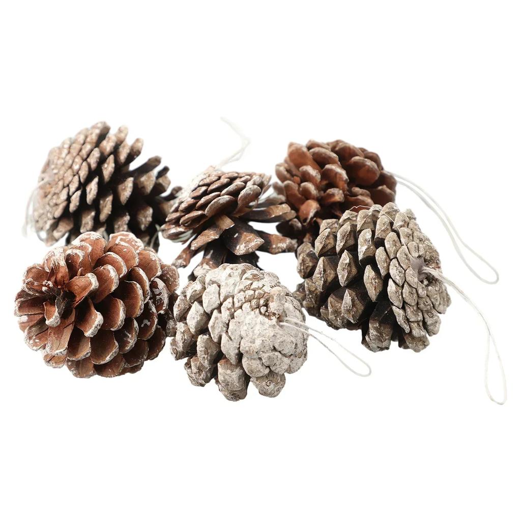 6pcs Fake Pine Cone Simulate Christmas Tree Pine Cone Artificial Pine Cone Xmas Craft Decor Xmas Tree Garden Courtyard Decor