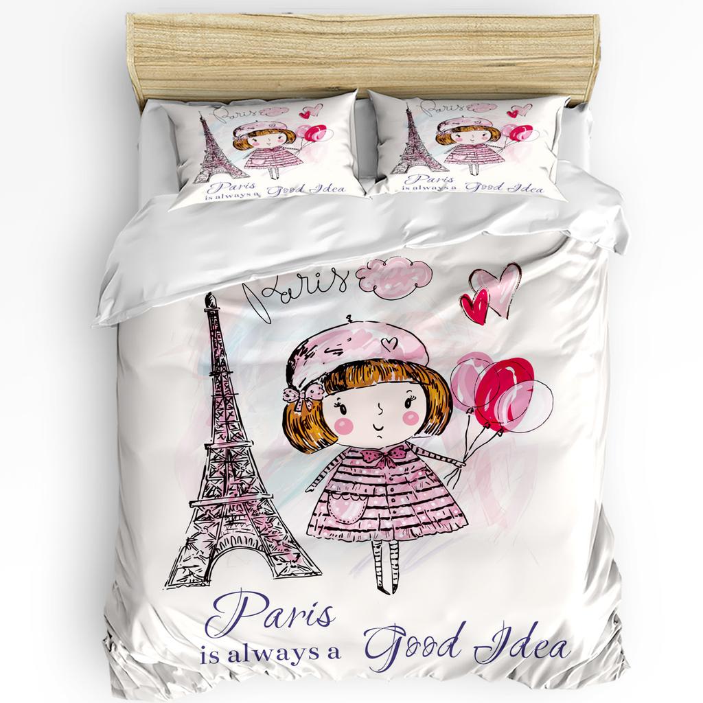 3pcs Bedding Set Cartoon Hot Air Balloon Home Textile Duvet Cover Pillow Case Boy Kid Teen Girl Bedding Covers Set