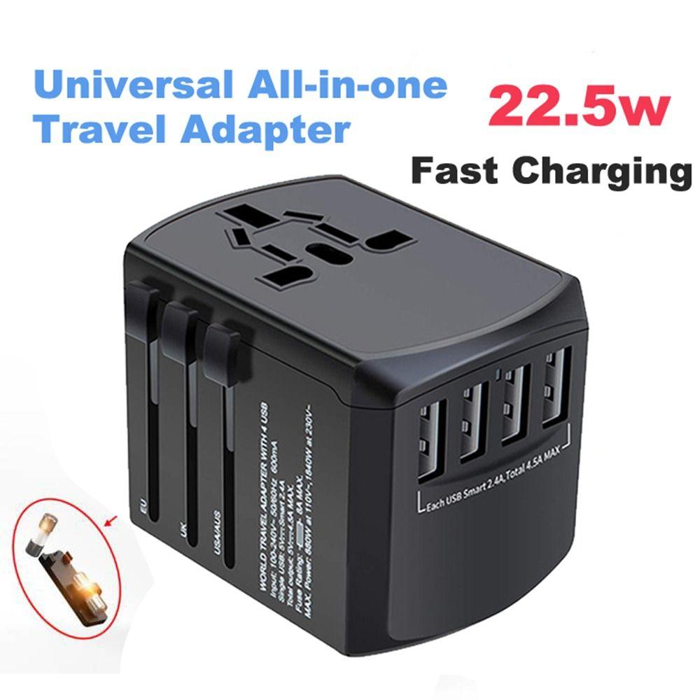 

Adaptor EU/UK/US/AU plug Fast Charging Universal Travel Adapter 22.5W All-in-one with 4 USB Ports