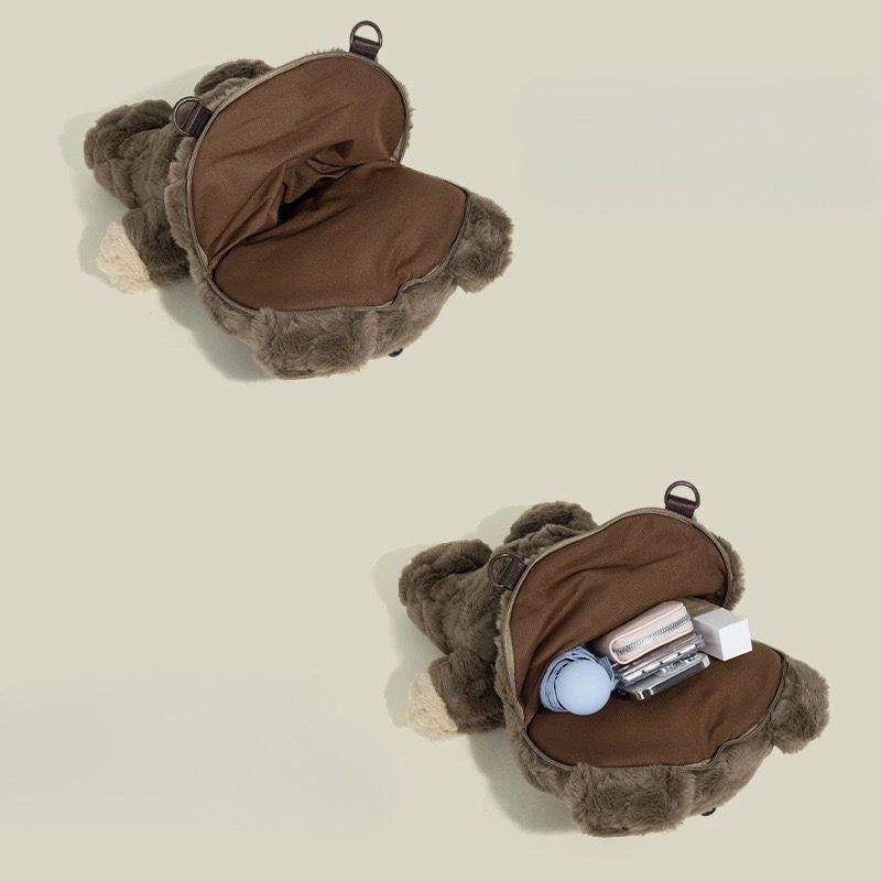 JIAERDI Korean Cute Bear Doll Backpack Women Cartoon Plush Large Capacity Daypack Ladies Student Lolita Chic Mochilas Mujer