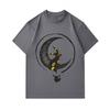 Men's 100% Cotton Crew Neck Short Sleeve T-Shirt, Casual Black Cartoon Umbreon Crescent Moon Print Tees, Comfortable Breathable Summer Daily Tops for