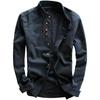 Camicia Casual in Lino da Uomo Primavera Stile Cinese Retrò Sottile Collo Alto Slim Cotone e Lino