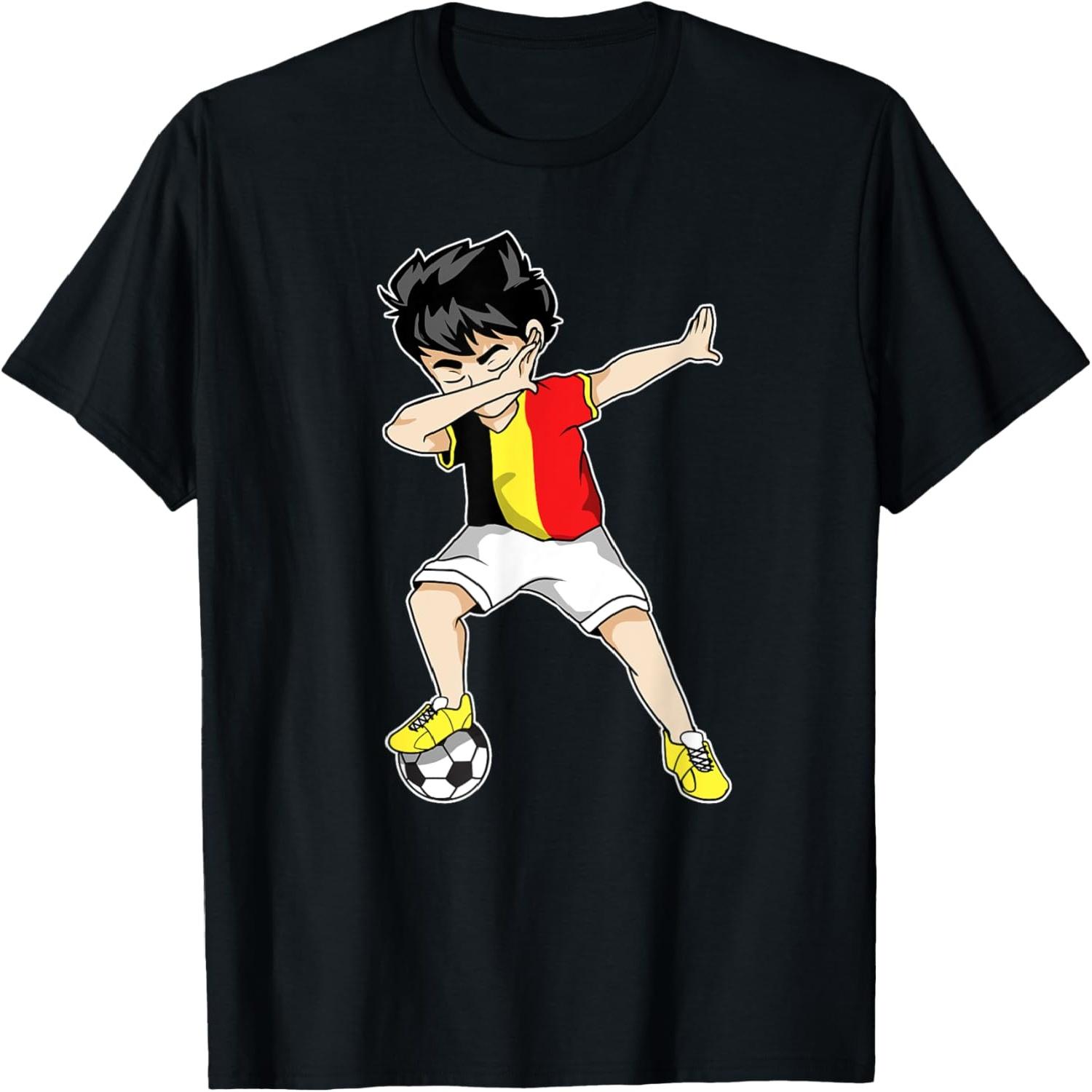 Dabbing Soccer Boy Belgium Football - Belgian Gift T-Shirt S