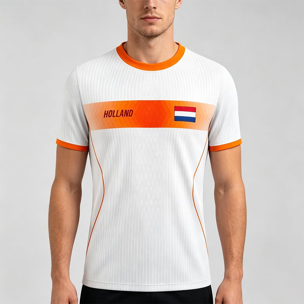 Netherlands Flag Print Football Jersey Outdoor Casual Breathable Short Sleeve Tops Summer Men Gym Sports Training Soccer T-shirt