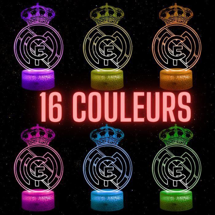 Lampe de Chevet 3D LED Real Madrid Football, Veilleuse changement de couleurs, Lampe Tactile Bureau et Chambre, idée cadeau