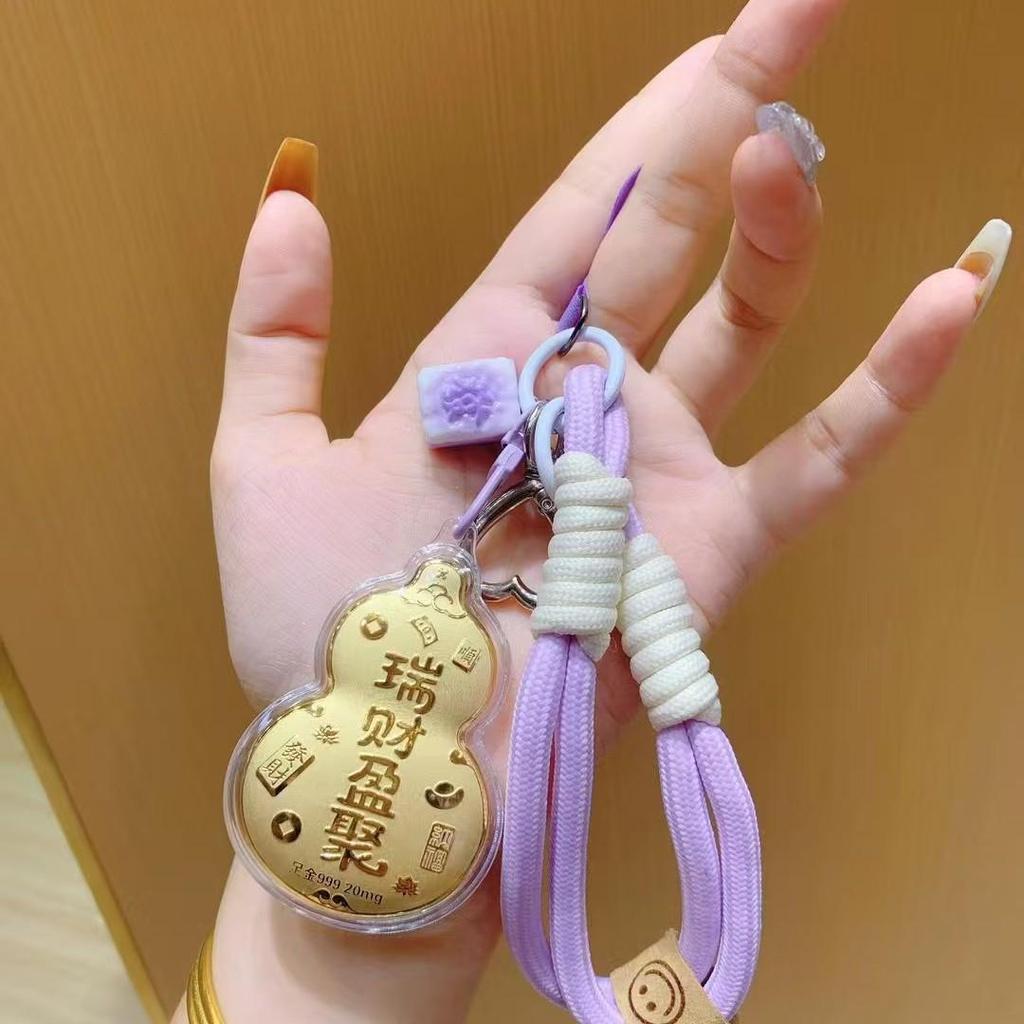 Prosperitets Guldkalebass Rikedom Nyckelring Berlock Gåva