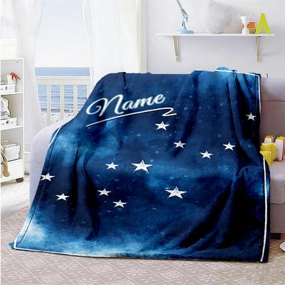 Starry Sky Personalized Name Blanket Cozy Customizable Blanket Soft Warm Cozy Perfect for Seaside Couch Sofa Chair Ideal for All Seasons
