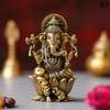 Idole de Ganesha en laiton pour la chance et le culte | Statue de Dieu Hindou Ganpati 2,5"