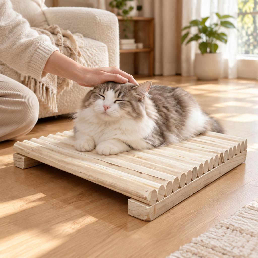 Raised Wooden Cat Elevated Surfaces with Slats WearResistant Scratching Board Debris
