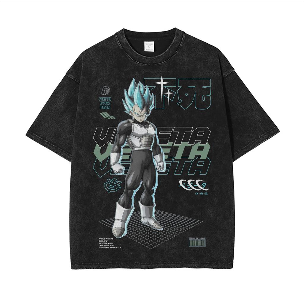 Dragon Ball Animation Printed Tshirt Mens and Womens Washed Tshirt High Quality Vintage Cotton Tshirt Harajuku Tops