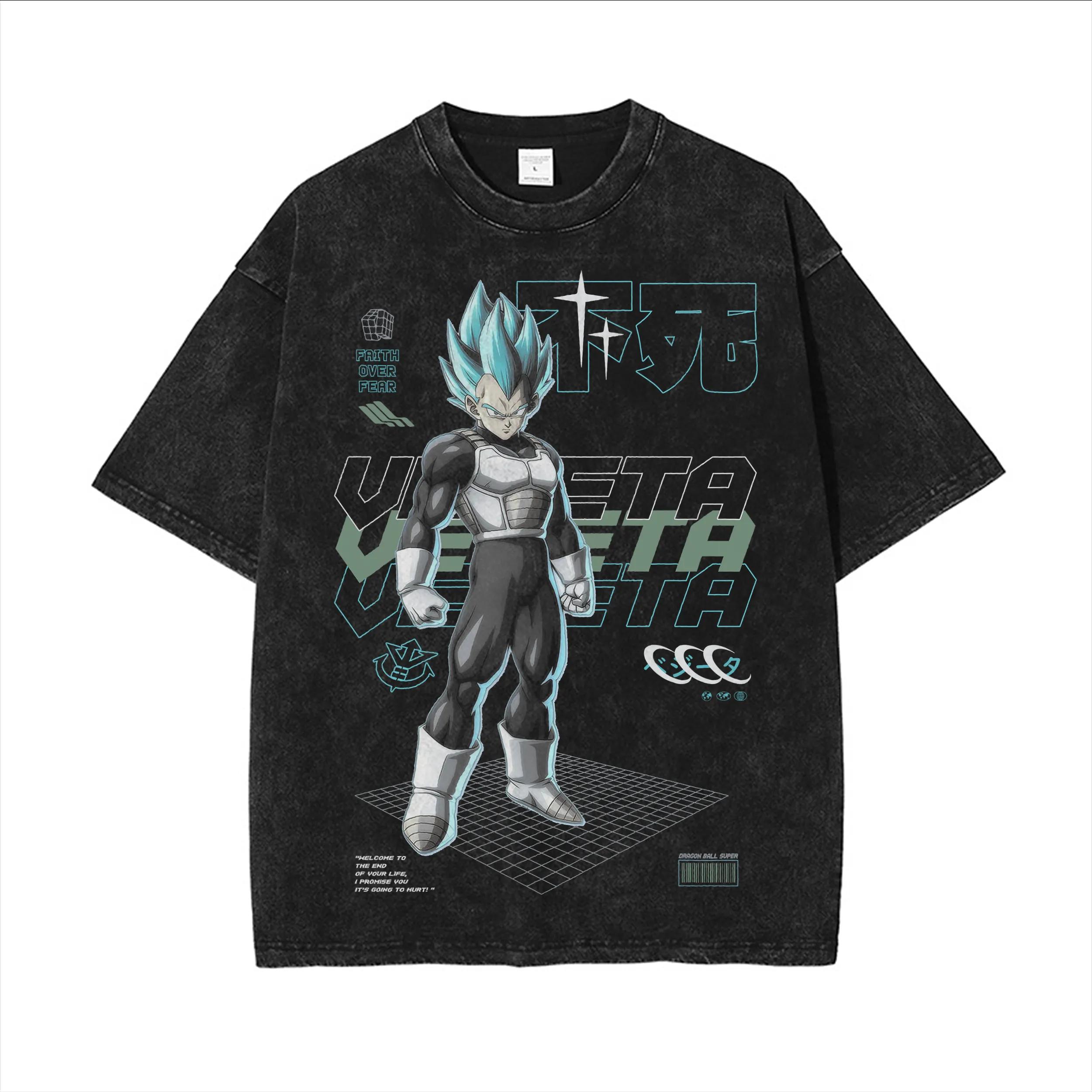 Dragon Ball Animation Printed Tshirt Mens and Womens Washed Tshirt High Quality Vintage Cotton Tshirt Harajuku Tops M