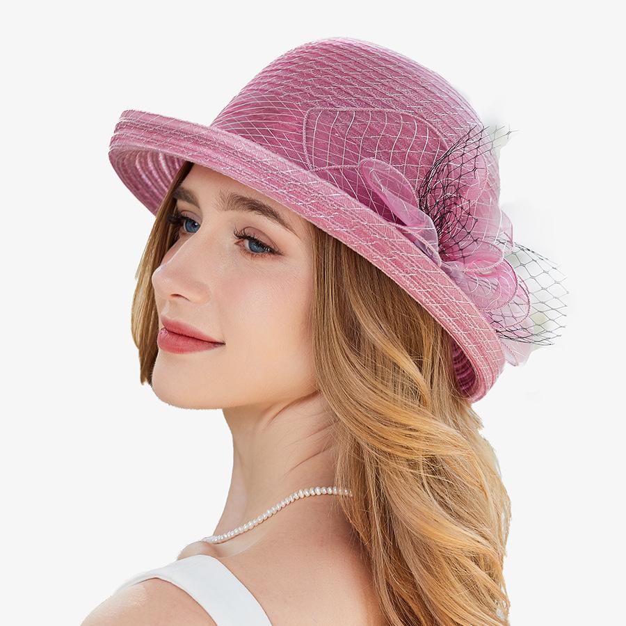 Summer Retro Style Basin Hat Women's Sunscreen Sunshade Hat Curled Topper Hat