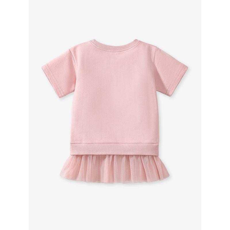 Foreign Trade Girls' Pink Cartoon Mouse Mid-Length Short-Sleeved T-Shirt Summer Mesh Pure Cotton Top Baby Half-Sleeve Trendy 8