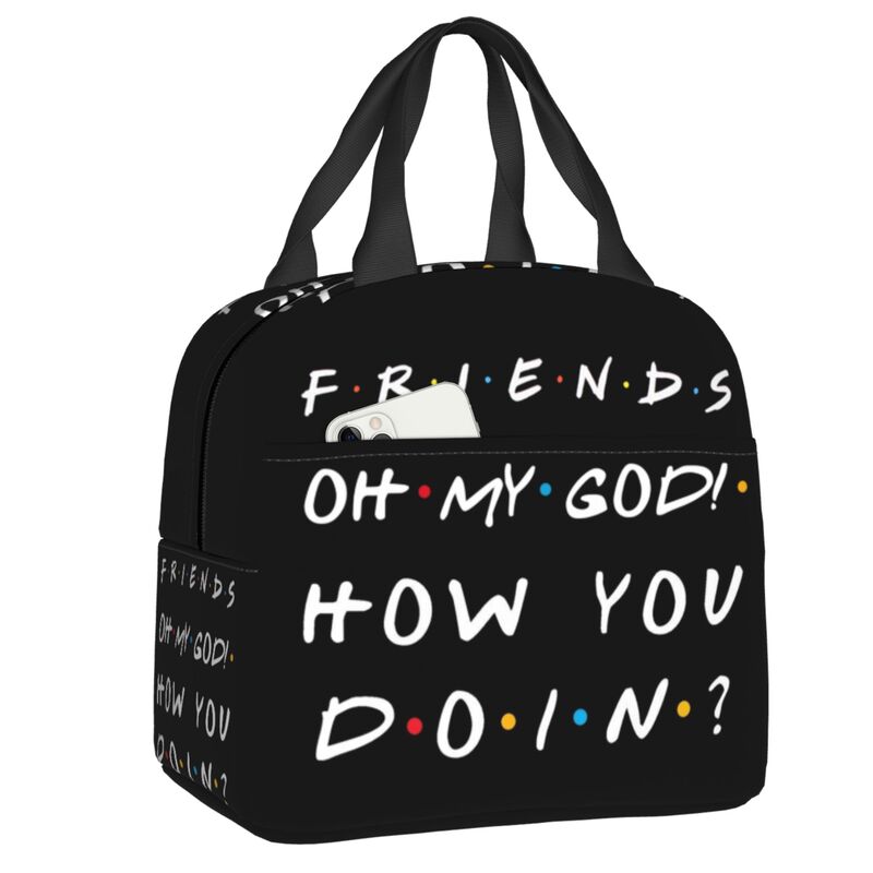 Benutzerdefinierte TV-Show Friends Symbol Lunchtasche Herren Damen Kühlbox Thermisch Isolierte Lunchboxen für Schüler Schule