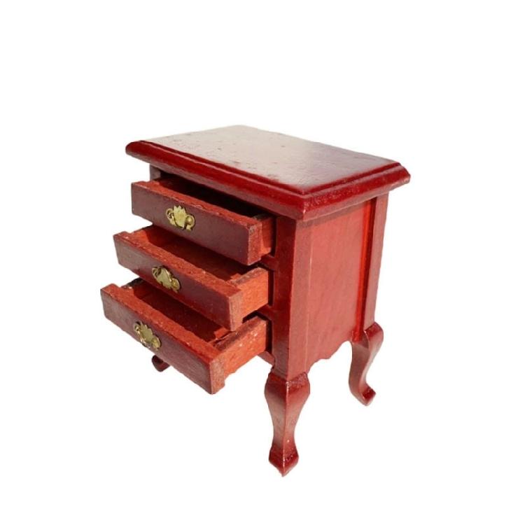 1/12 Scale Miniature Wooden Nightstand Vintage Cabriole Leg Design With Working Drawer For Dollhouses