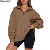 Autumn and Winter Women's Casual Fashion Half Zipper Pullover Sweatshirt