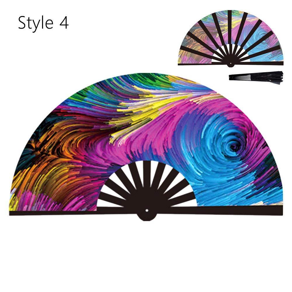

UV Glow Tai Chi Fan Foldable Glitter Hand Fan for Line Dancing, Parties, and Events Style 4