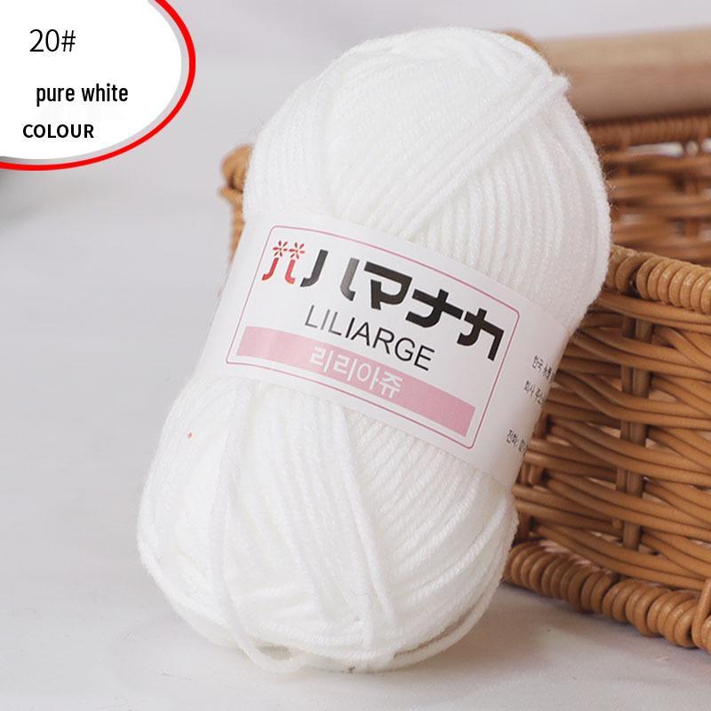 Korean Baby Milk Cotton Yarn: 4-Strand Crochet & Hand Knitting Yarn for Dolls, Infants, and Children.