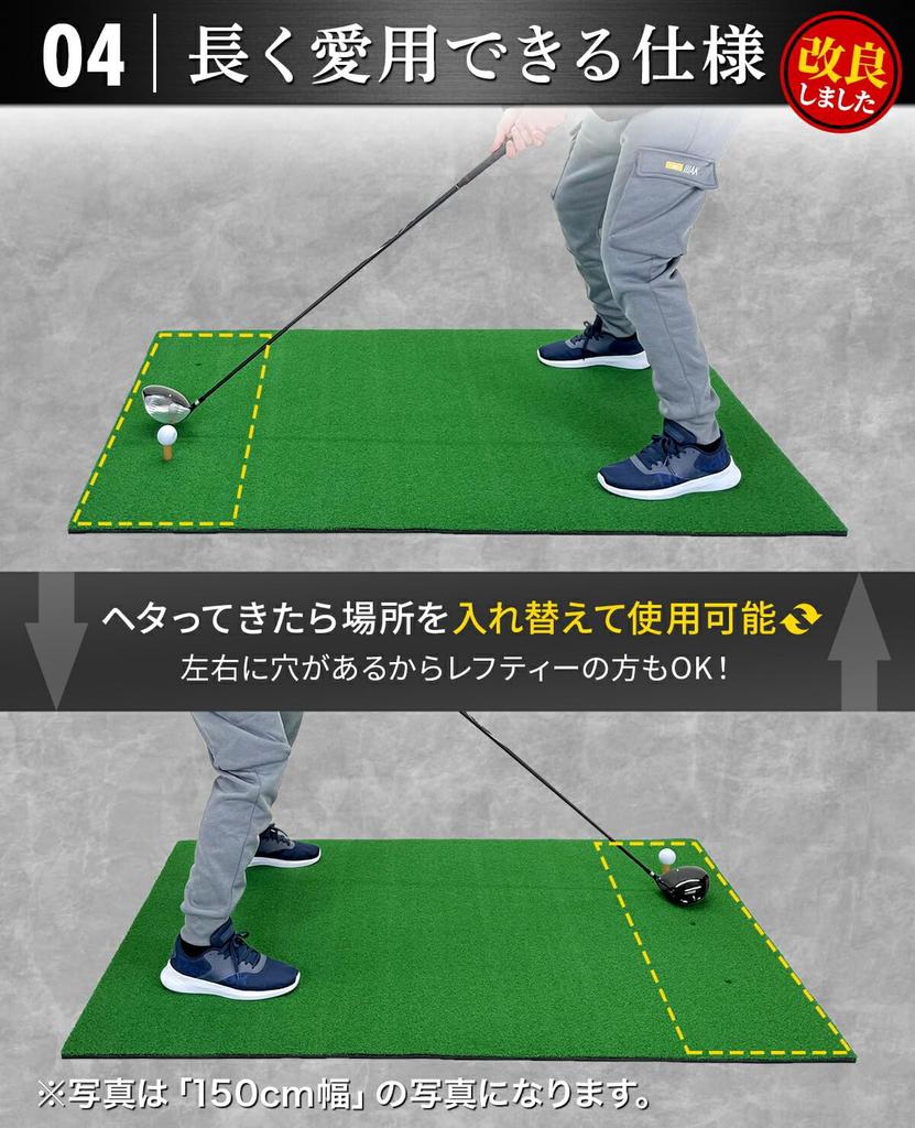 Golf Style Large Golf Mat, OutdoorIndoor Use, for Practice Swings, Driver Practice, Artificial Turf (SBR), 100 x 130cm, Includes Golf Tees and Golf