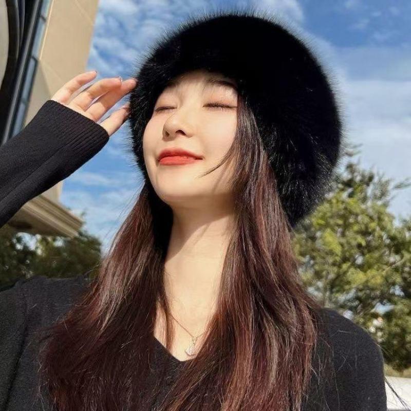 1Pc Ear Protection Thick Warm Winter Women's Fashion Fluffy Plush Hat Snow Ski Cap Imitation Fur