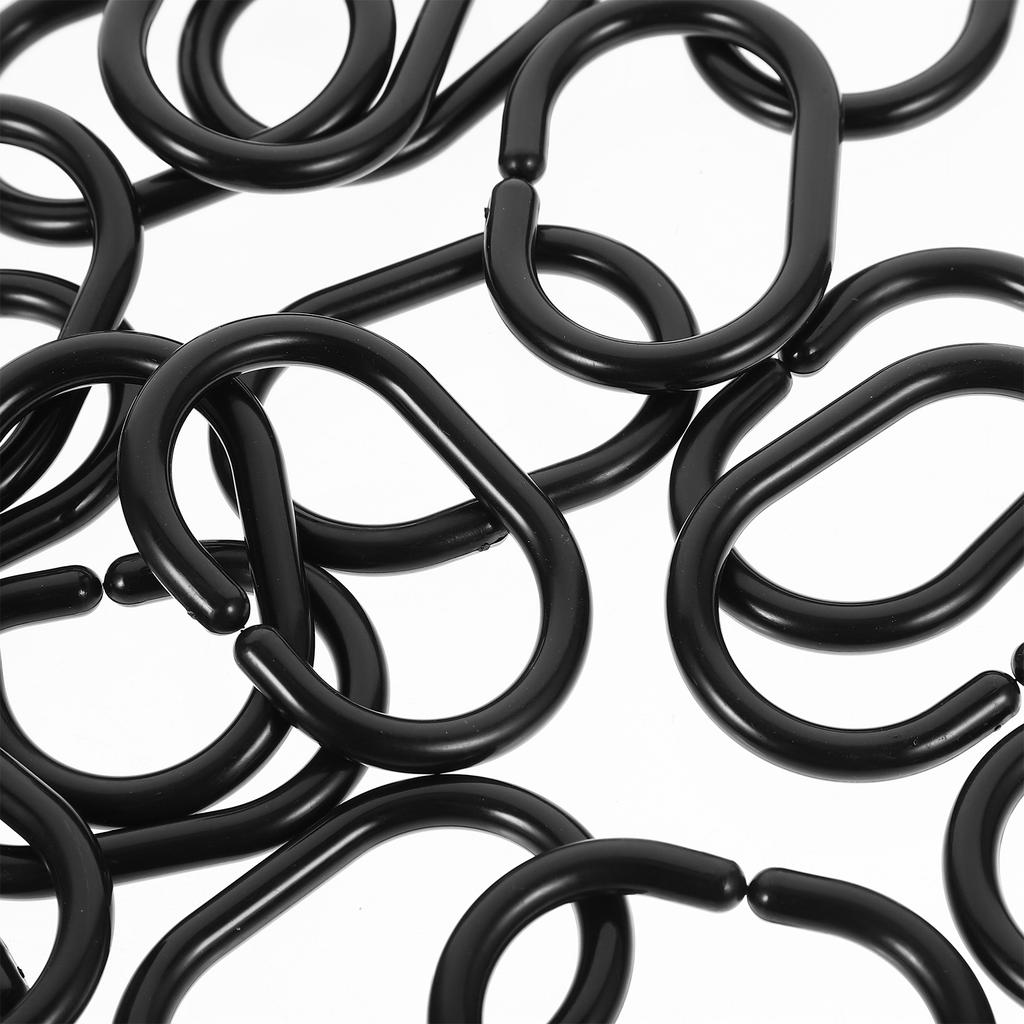 20 Pcs Quick Release Quick Hanging Curtain Hooks Black Abs Heavy Duty Snap Closure Shower Curtain Rings Plastic Sliding Bath