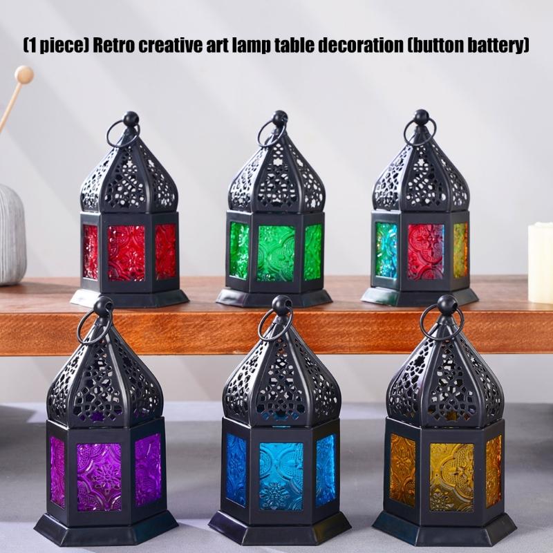 Moroccans Lantern Battery Operated Decorative Lantern Outdoor Indoor Table Lamp for Ramadans,Weddings, Parties,Event