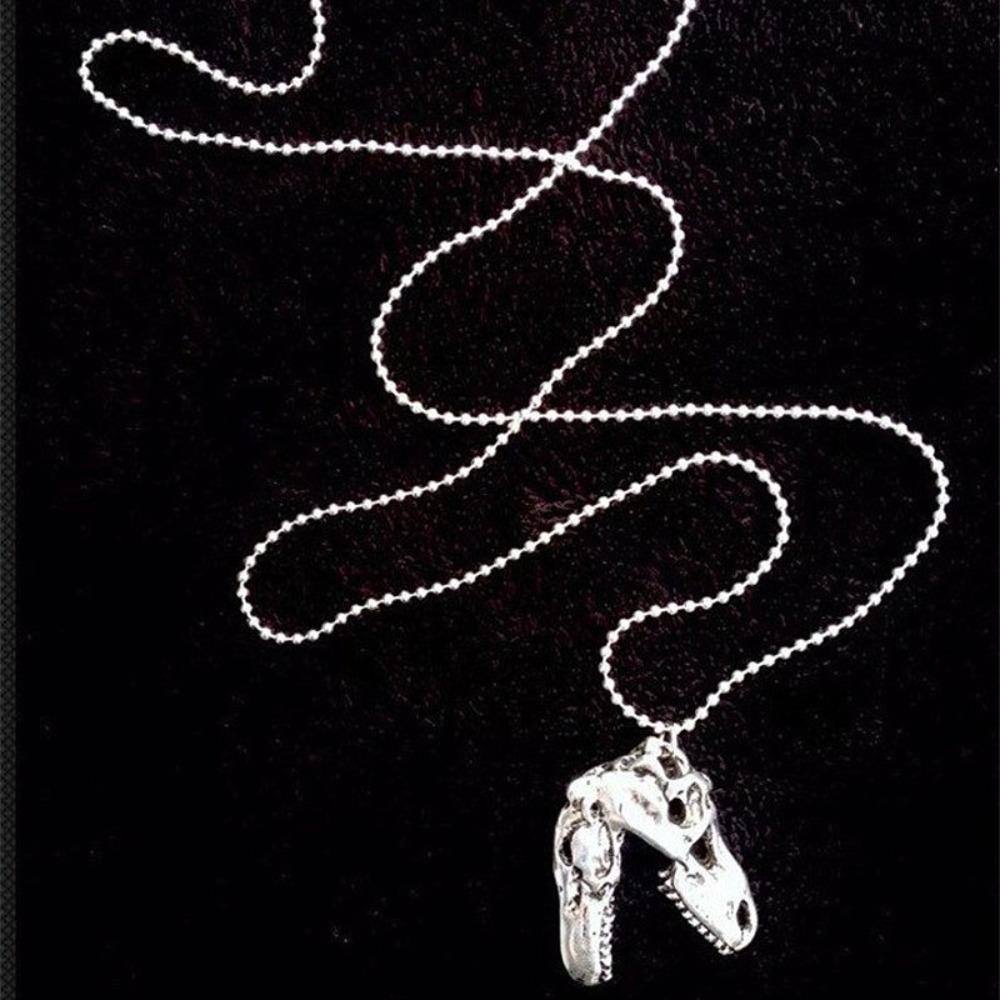 Persönlichkeit Punk Silber Farbe Stereo T. Rex Dinosaurierschädel Anhänger Halskette für Männer Frauen Hip-hop Rock Schmuck Zubehör Geschenke
