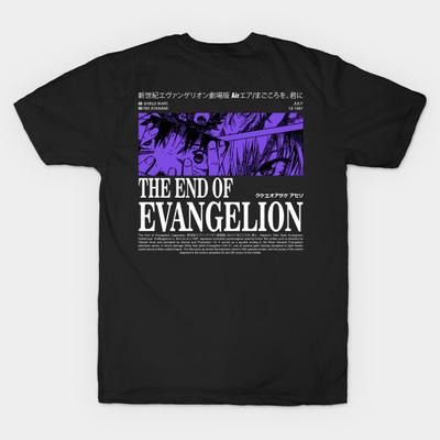 Ανδρικό μπλουζάκι με μαύρη στάμπα Super Large TSshirtThe End of evangelion χωρίς κόψιμο από χαρτί μεταφοράς και βαμβακερό μπλουζάκι