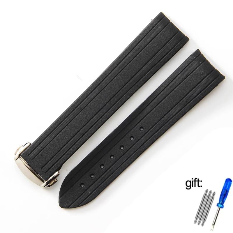 High-Quality Rubber Watch Strap For Omega New Seamaster 300 Watchband Folding Clasp Curved End Men Watches Accessories 20mm