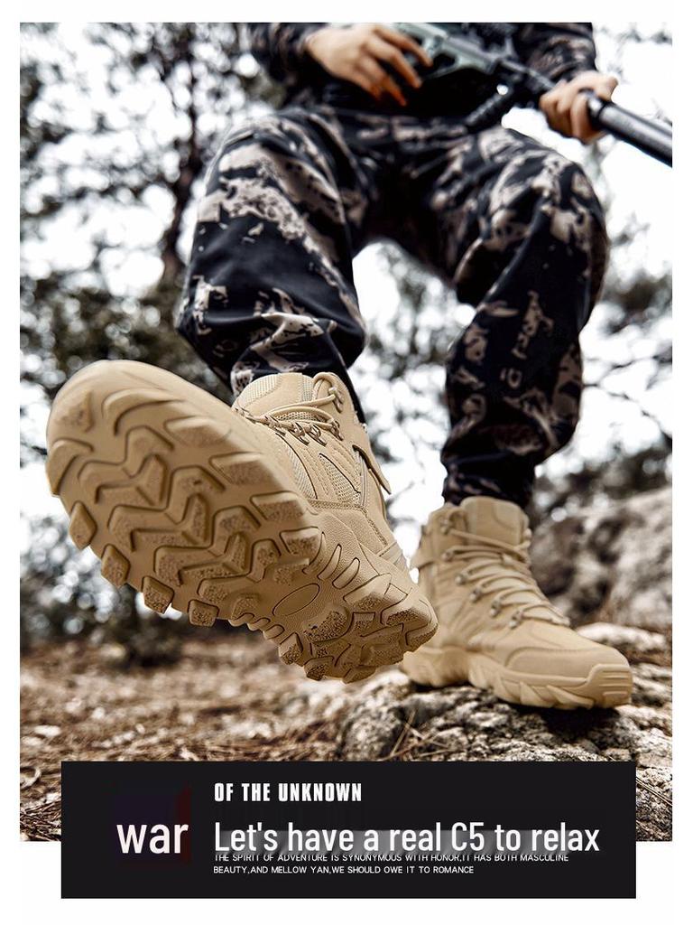 Men's Plus Size Breathable Non-slip High-Top Hiking Combat Boots