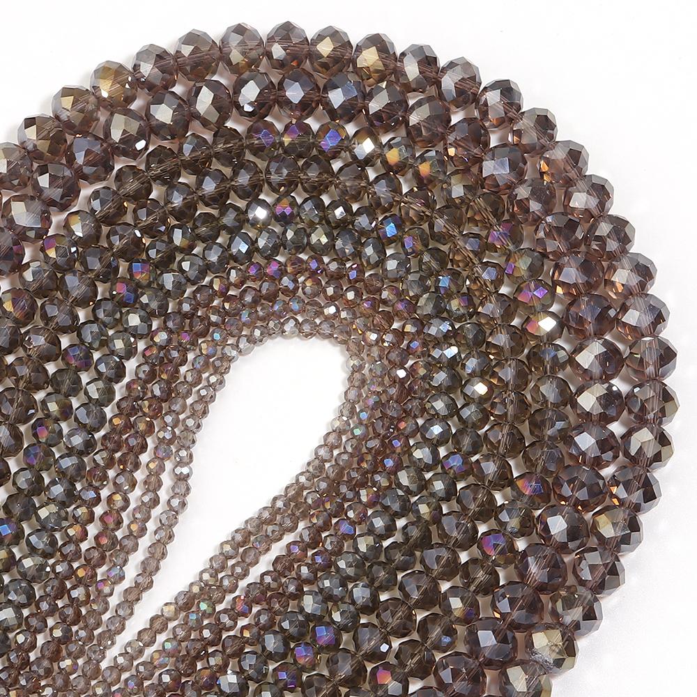 1 Strand 3/4/6/8/10mm Faceted Crystal Beads Brown Glass Loose Spacer Beads For Jewelry Making DIY Necklace Bracelets Accessories