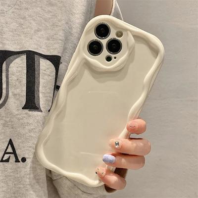 Jednobarevné krémové pouzdro Fashion Wave Pattern pro iPhone 15 Pro Max 14 Plus 13 12 11 Pro X XR Xs Max 7 8 SE 2022 Měkké průhledné pouzdro na telefon TPU