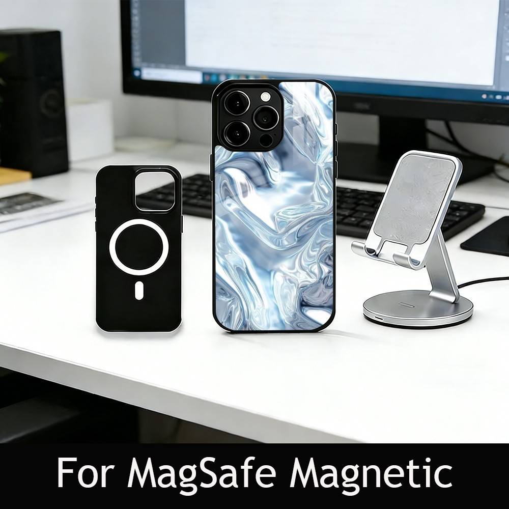 Metallic Pattern Phone Case For iPhone17,16,15,14,13,12,11 Plus,Pro Magnetic with Magsafe Wireless Charging