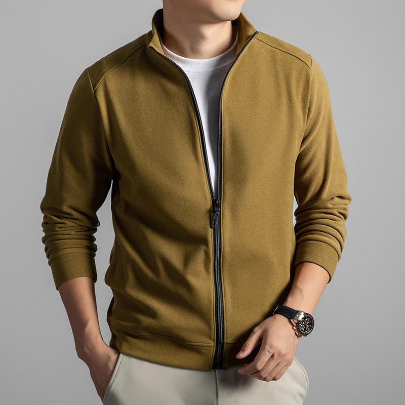 Men s Double-Sided Fleece Thick Hoodie - 2025 Autumn/Winter Fashion Zipper Stand Collar Jacket XL