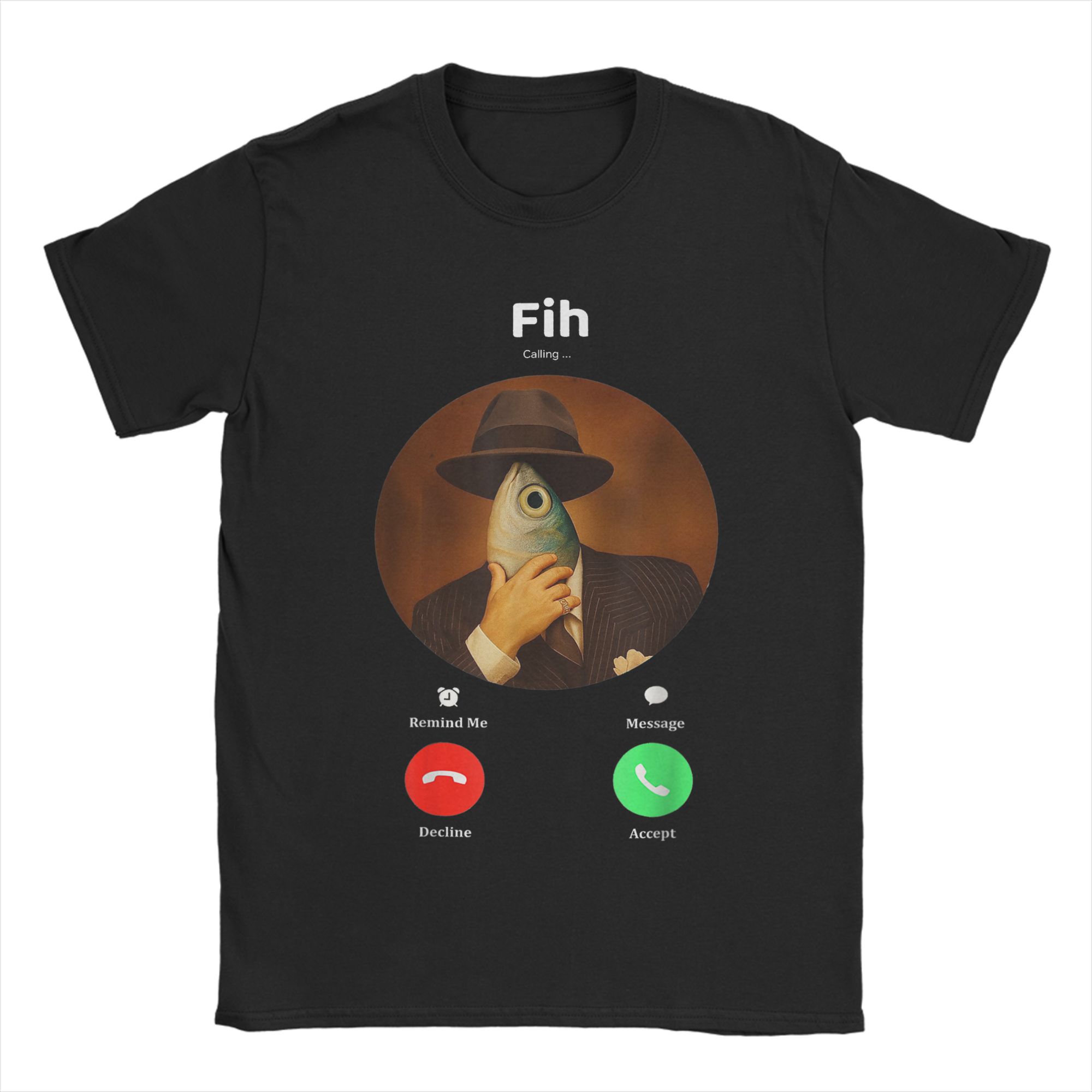 

Fih Calling Meme T Shirt Summer Funny Fish Incoming Call Humor T-Shirts Tee Shirt for Short-Sleeved Tops Women Clothing S