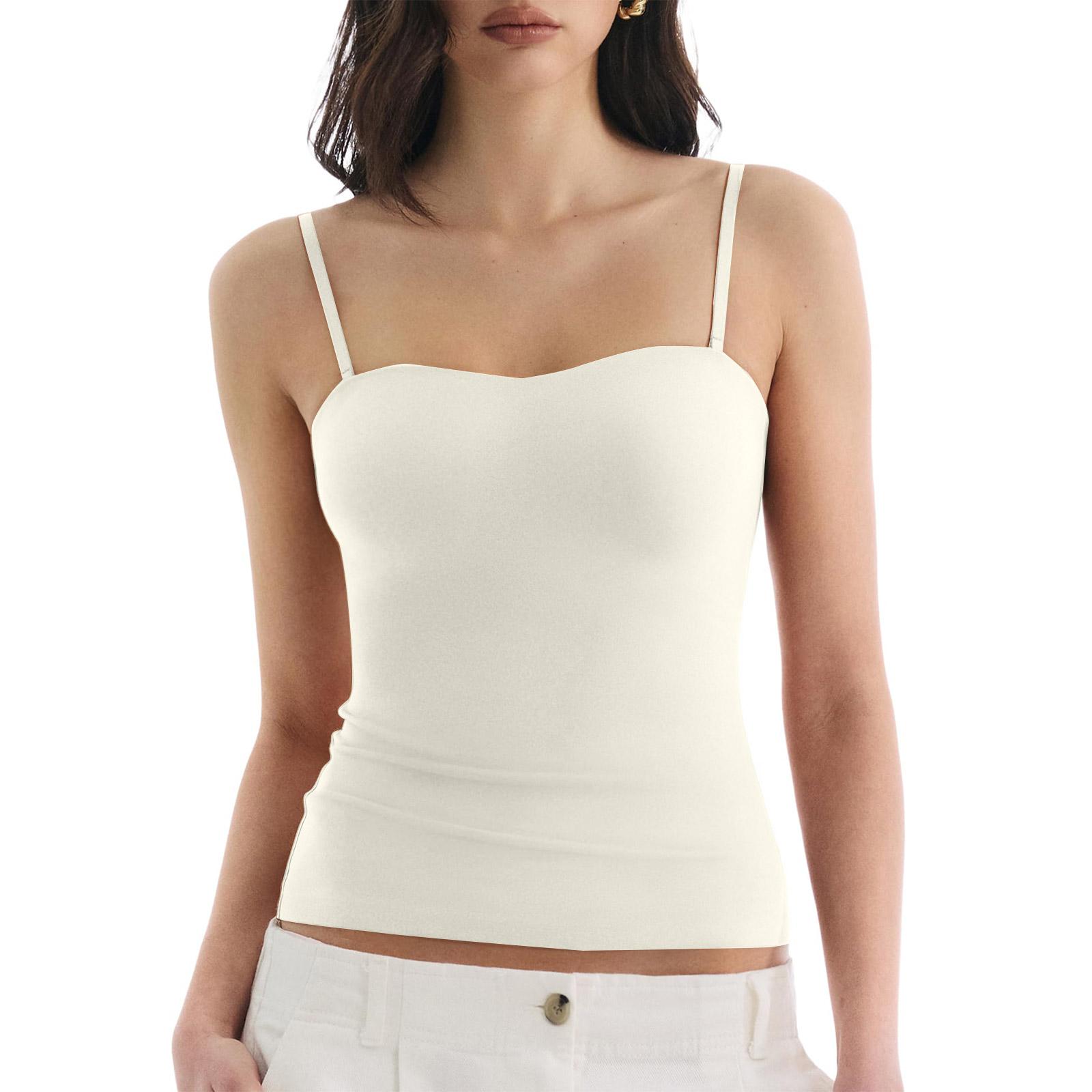 

Women s Casual Sleeveless Tank Top Slim Fit Stretchy Lightweight Soft Fabric Comfortable Summer Layering Camisole S бежевый