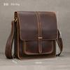 Men'S Retro Leather Shoulder Bag Crazy Horse Leather Flip Messenger Bag A4 Work Briefcase Men'S Bag
