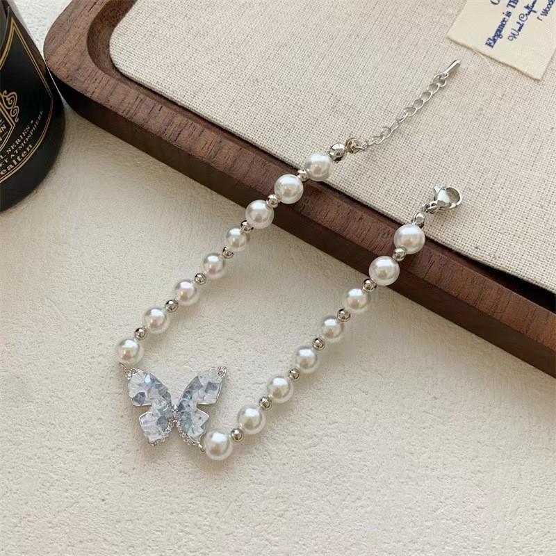 French Style Luxurious Pearl Butterfly Bead Bracelet Chic And Unique Jewelry Handmade