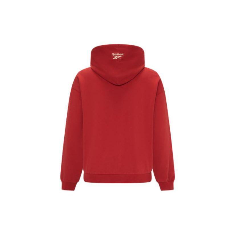 Reebok Hooded Drawstring Letter Print Comfortable American Vintage Pullover Sweatshirt Unisex Sweatshirt Deep-Red 23FRC351UGR2