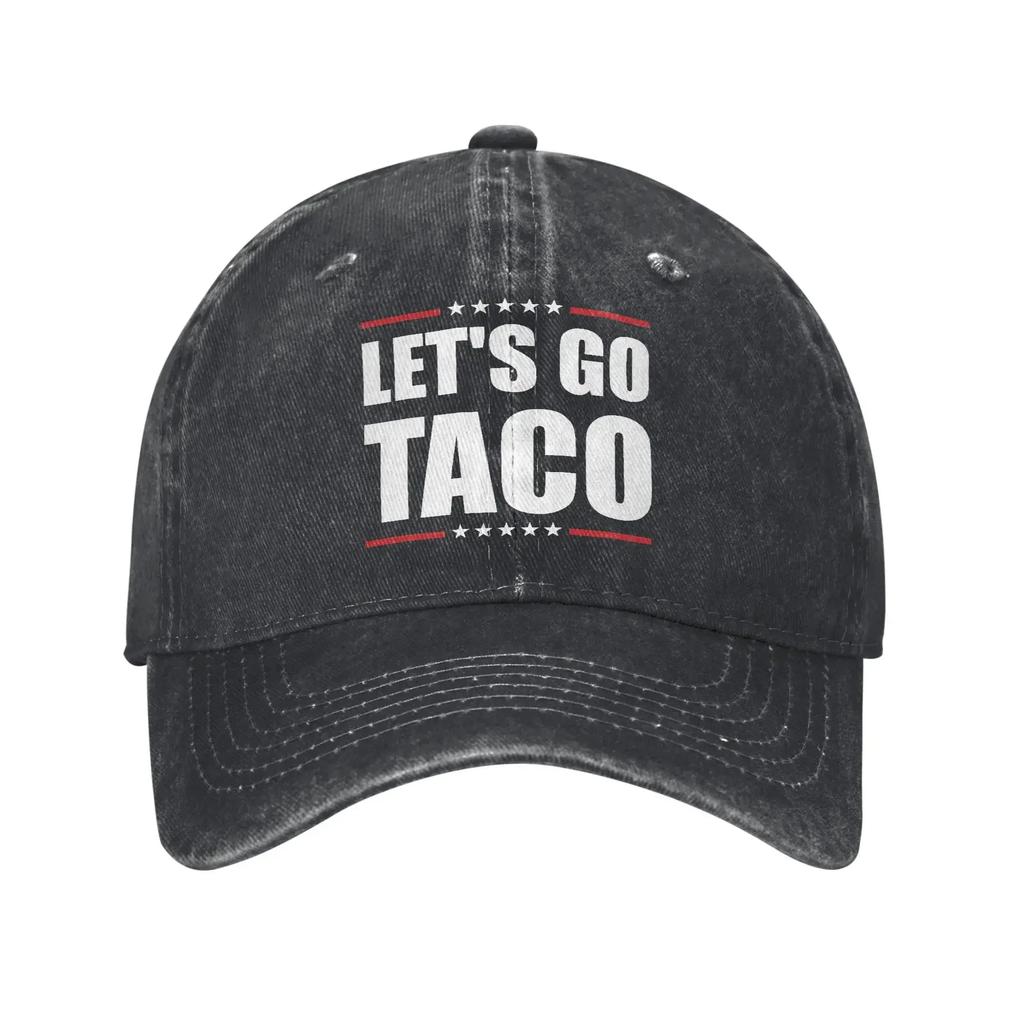 Let's Go Taco Baseball Cap Fashion Distressed Washed  Headwear Men Women Outdoor All Seasons Travel Adjustable Fit Caps Hat