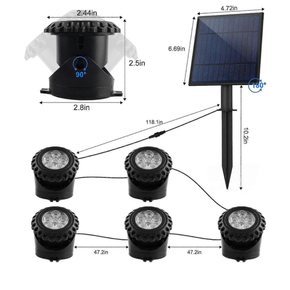 Solar Pond  S Submersible Pond   with 3   18 LEDs    Light Underwater  S IP68  Proof Amphibious  Ing   for  enOutdoor(  Press 3S To Turn On)