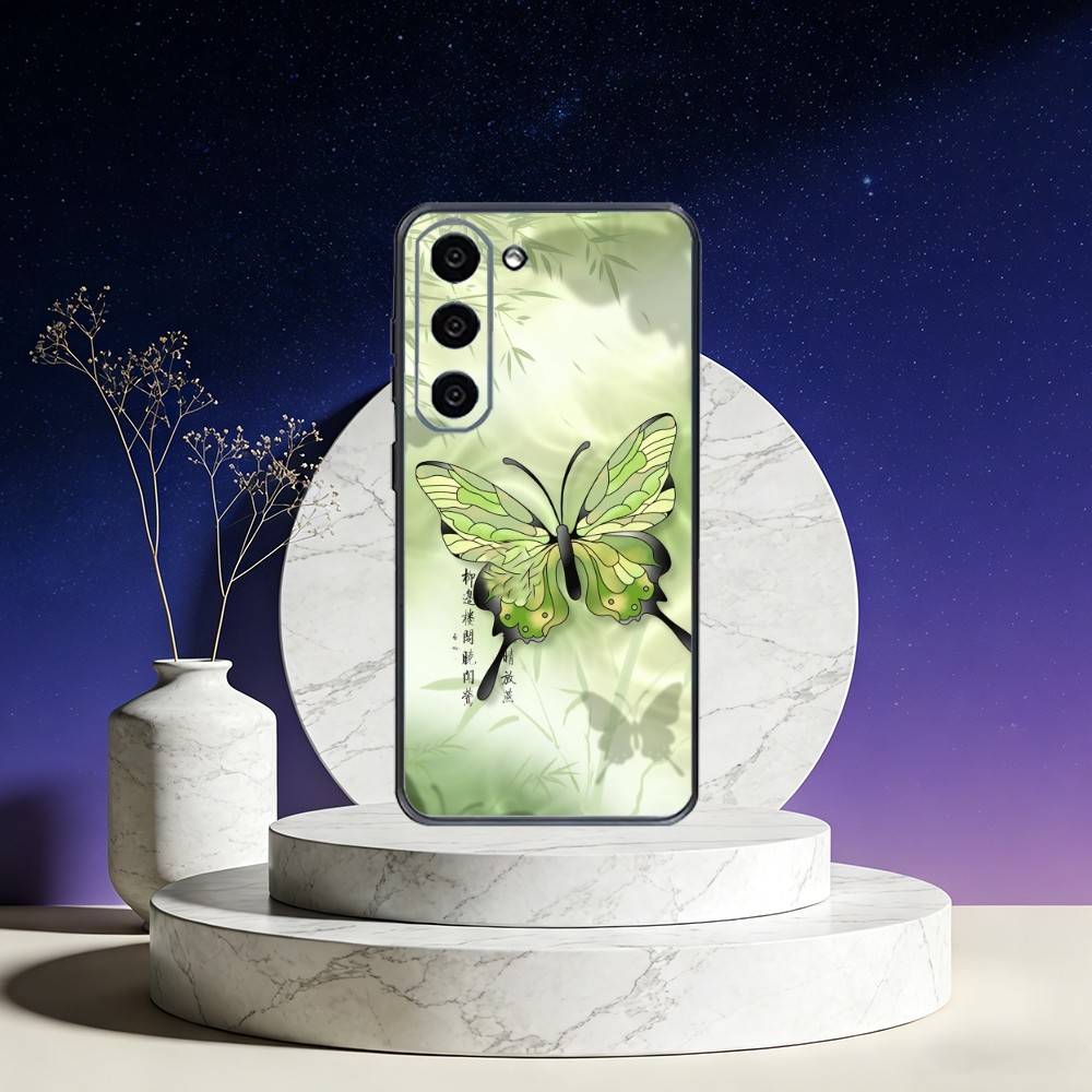 

Ink wash painted butterfly Phone Case For Samsung Galaxy A73,A72,A71,A70,A53,A52,A51,Others Soft Black Cover Samsung a42 5g