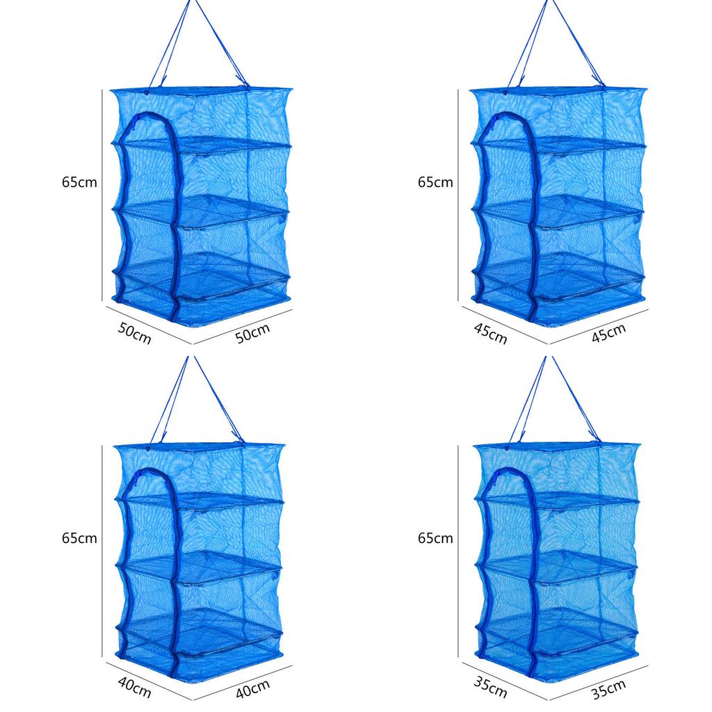 Hanging Foldable Fish Drying Mesh 3 Layers Vegetable Fish Drying Rack Zipper Storage Bag With Lanyard