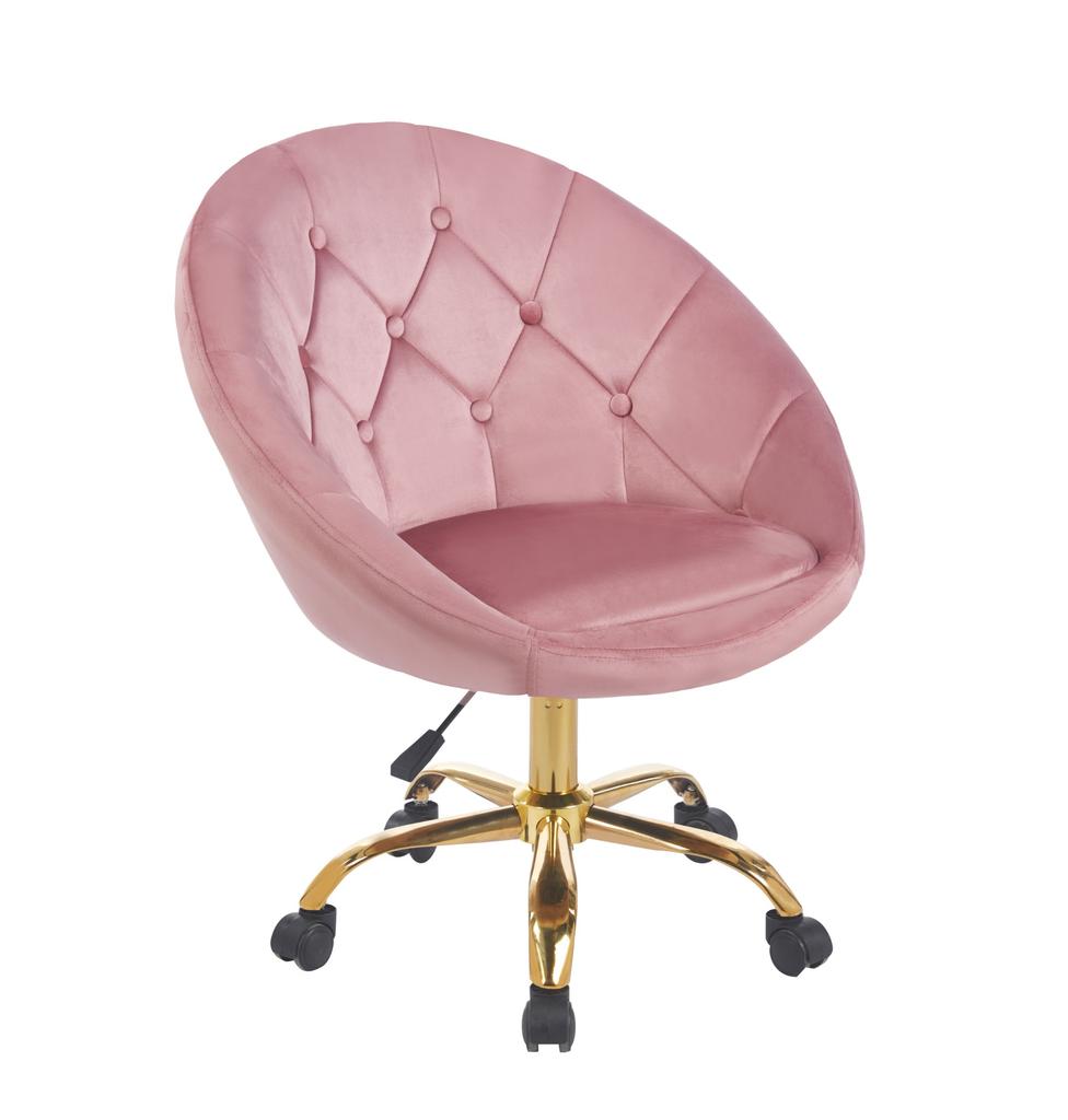 Elegant Lifting Rotating Armchair Velvet On Wheels Rundo Pink Jumihome