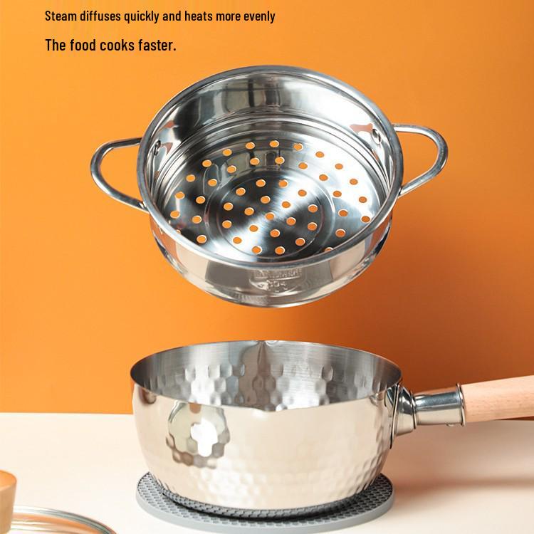 Cestello per Vapore in Acciaio Inossidabile 304 Impilabile Mini - Piccola Dimensione, Perfetto per Dormitori e per Cuocere al Vapore Mantou o Baozi, con Pentolino per Alimenti Complementari