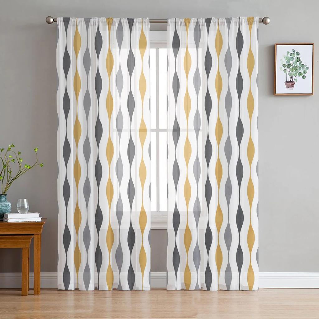 Schwarz Weiß Unregelmäßige Geometrie Tüll Vorhänge Für Wohnzimmer Schlafzimmer Dekor Chiffon Sheer Voile Küche Fenster Vorhang